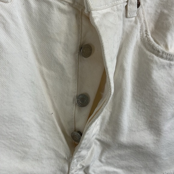 Zara Denim Frayed Distressed Fringe Hem Jean Shorts Button Fly - Picture 3 of 7